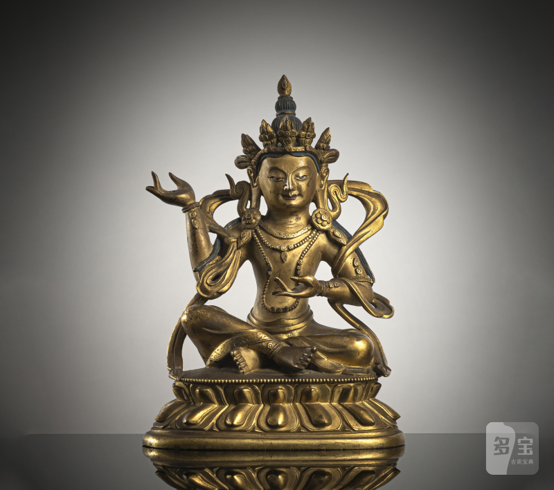 A gilt-bronze figure of a Bodhisattva